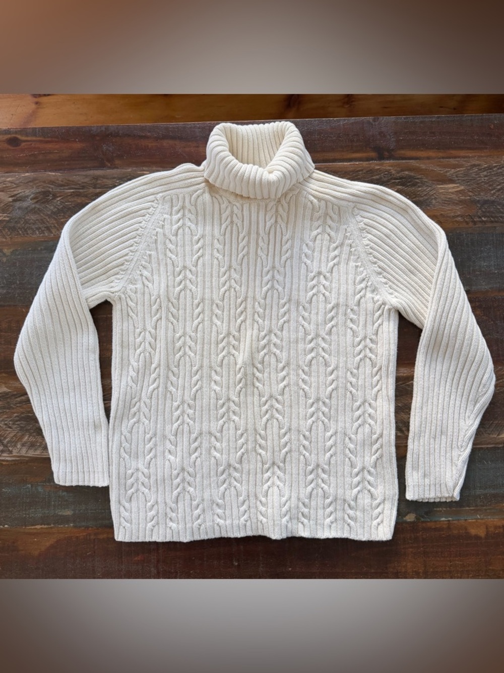 Karen Scott Women’s XL Beige Turtleneck Cable Knit Sweater | SKU 0123